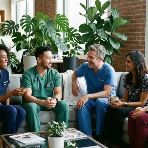 Group of people having a discussion