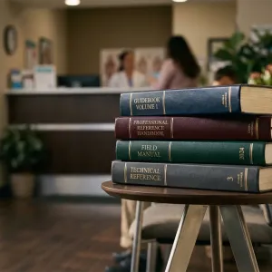 Book resources on a bookshelf