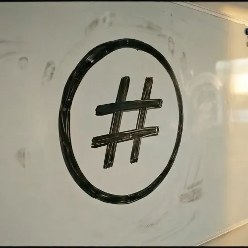 Hashtag on a whiteboard