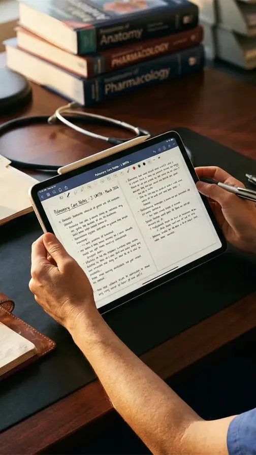 Person reading article on handheld device